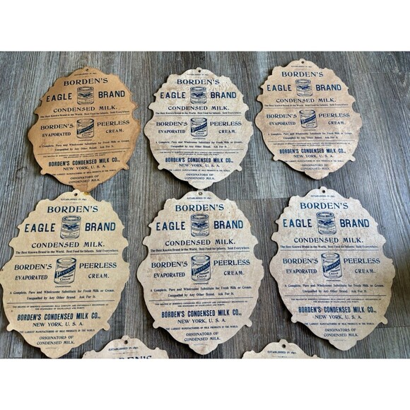 Bordens Condensed Milk Eagle Brand Cardboard Paper Advertising Sign Lot Of 8 - Picture 5 of 6